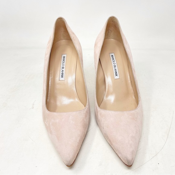 Manolo Blahnik Nude Suede Pumps Women's Size 39.5 - Picture 3 of 9